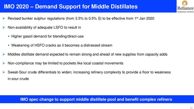 3Q FY 2018 19 Financial Results – Reliance Industries Limited – slide 22