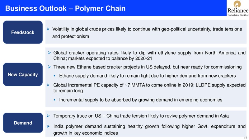 3Q FY 2018 19 Financial Results – Reliance Industries Limited – slide 31