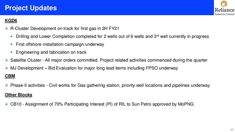 3Q FY 2018 19 Financial Results – Reliance Industries Limited – slide 40