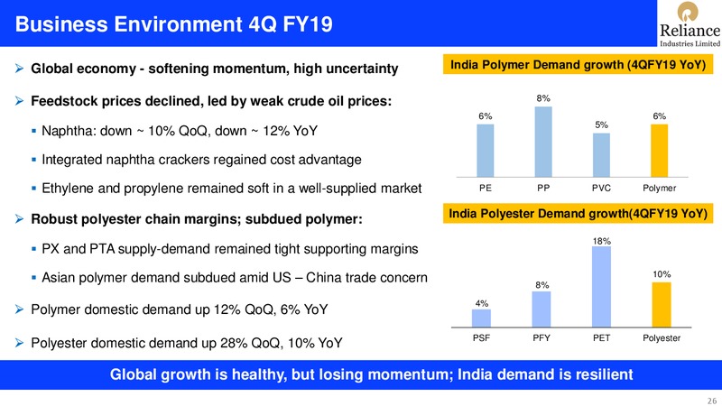 4Q FY 2018 19 Financial Results – Reliance Industries Limited – slide 26