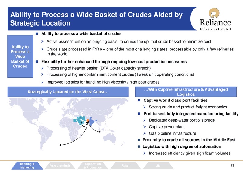 May 2016 Investor Presentation – Reliance Industries Limited – slide 12