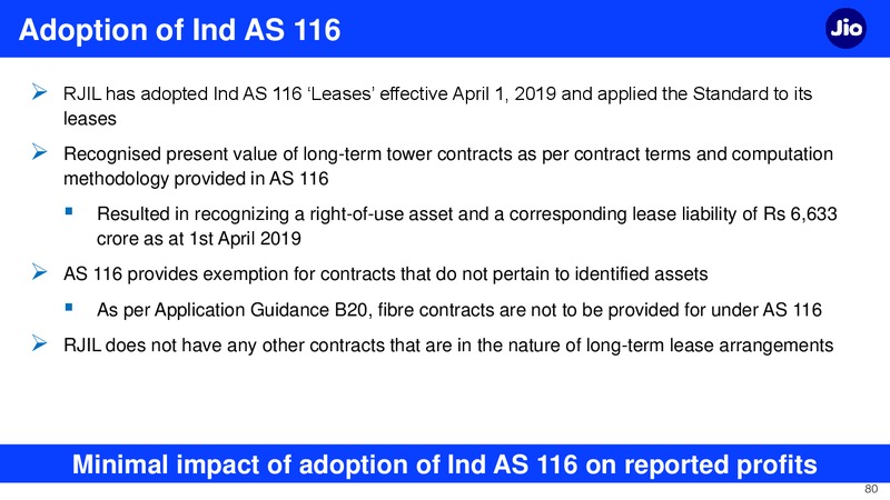 1Q FY 2019 20 Financial Results – Reliance Industries Limited – slide 80