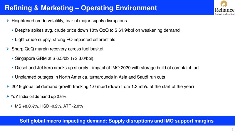 2Q FY 2019 20 Financial Results – Reliance Industries Limited – slide 6