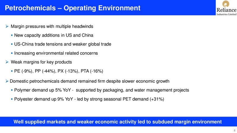 2Q FY 2019 20 Financial Results – Reliance Industries Limited – slide 8