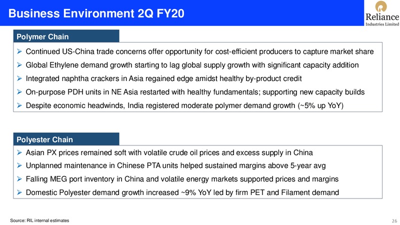 2Q FY 2019 20 Financial Results – Reliance Industries Limited – slide 26