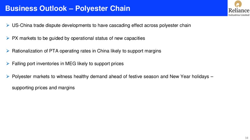 2Q FY 2019 20 Financial Results – Reliance Industries Limited – slide 38