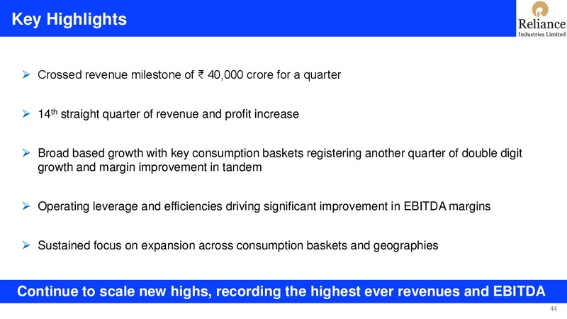 2Q FY 2019 20 Financial Results – Reliance Industries Limited – slide 44