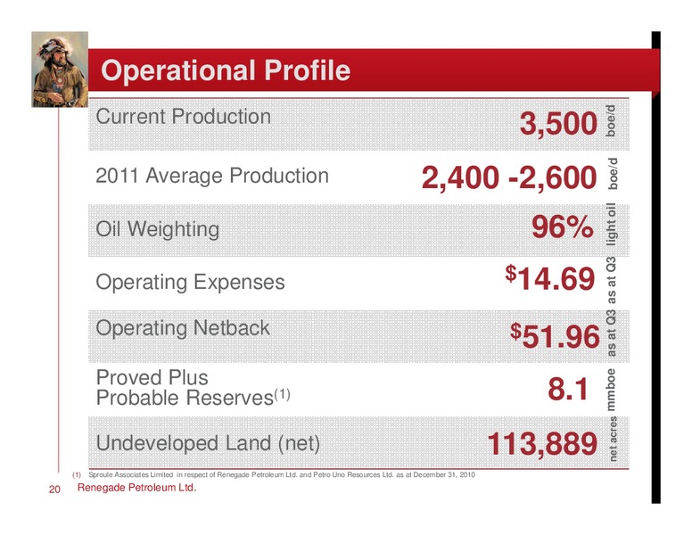NOVEMBER 2011 CORPORATE PRESENTATION – Renegade Petroleum Ltd. – slide 19
