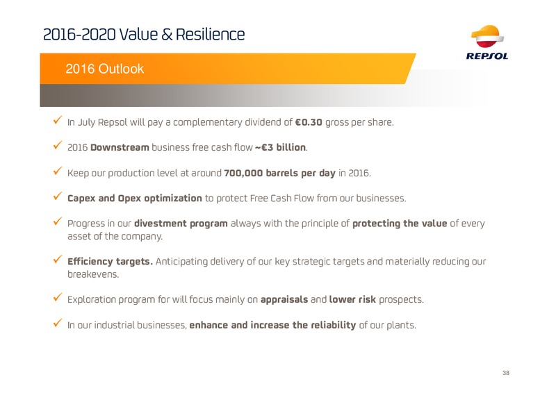 2016 Investor Update Presentation – Repsol S.A. – slide 37