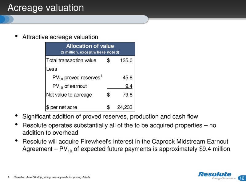 Acquisition – Resolute Energy Corp – slide 11