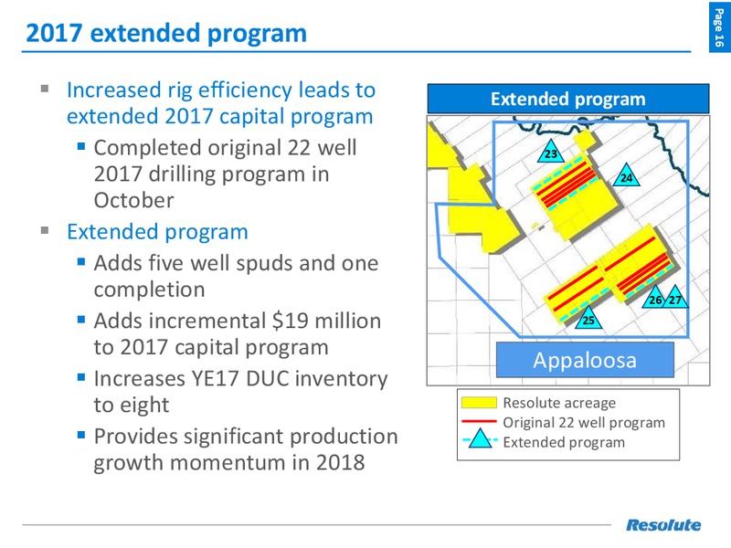 November 2017 Investor Presentation – Resolute Energy Corp – slide 15