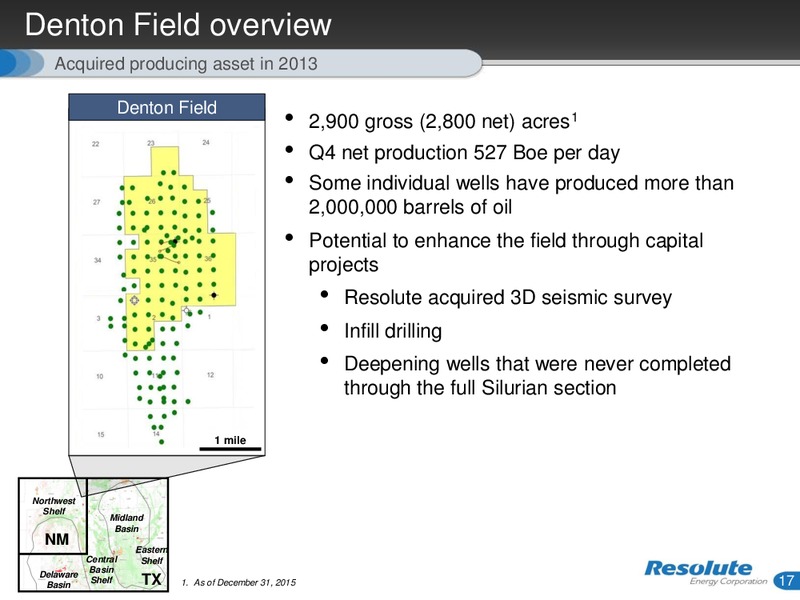April 2016 Investor Presentation – Resolute Energy Corp – slide 16