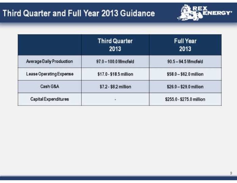 Q2 2013 Earnings Call – Rex Energy Corp – slide 9