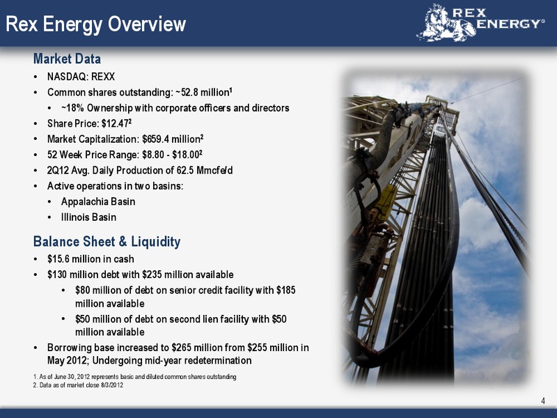 Corporate August 2012 Presentation – Rex Energy Corp – slide 2