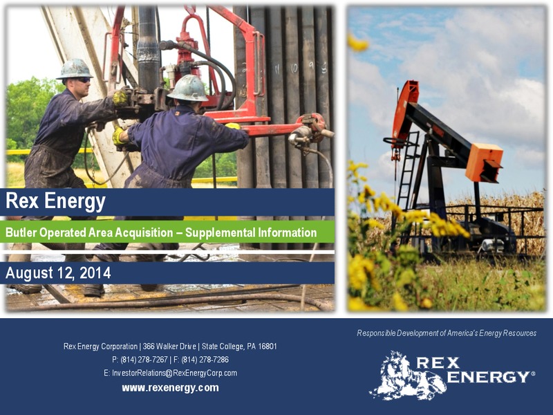 Butler Operated Area Acquisition Suplemental Presentation – Rex Energy Corp – slide 1