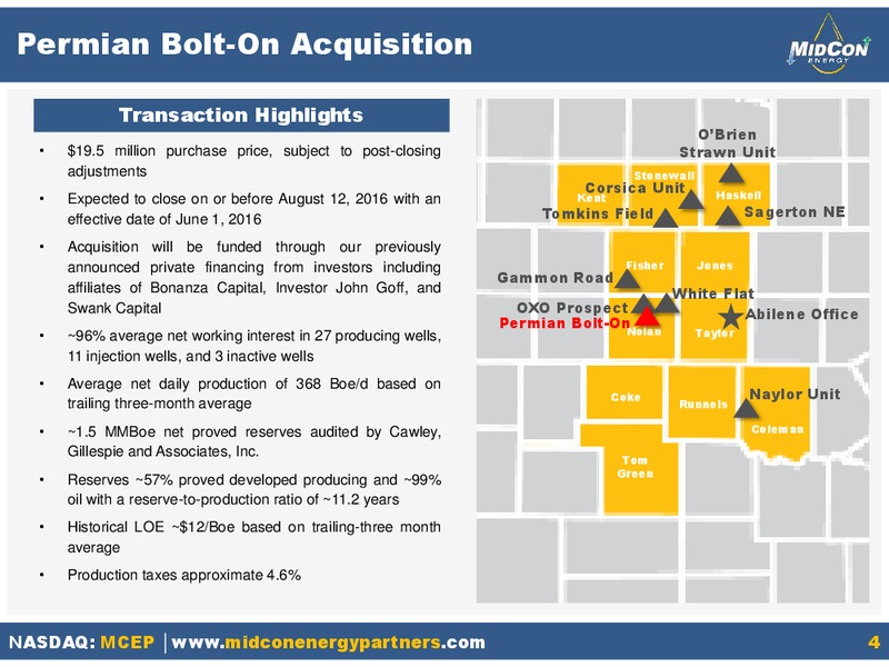 Q2 2016 Earnings Presentation – Mid-Con Energy Partners Lp – slide 3
