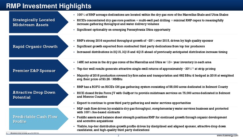 February 2016 Investor Presentation – Rice Midstream Partners Lp – slide 3