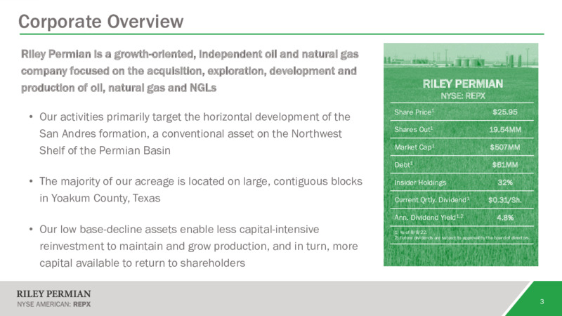 August 2022 Presentation – Riley Exploration Permian Inc. – slide 2
