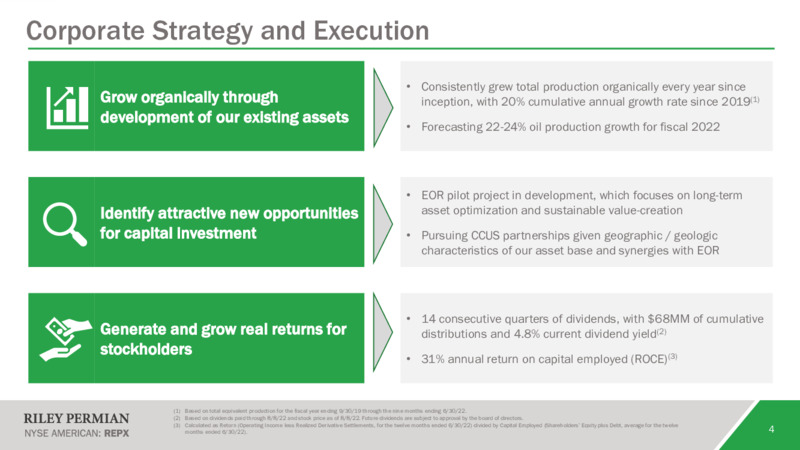 August 2022 Presentation – Riley Exploration Permian Inc. – slide 3