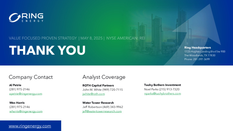 1Q 2025 Earnings Presentation – Ring Energy Inc. – slide 28