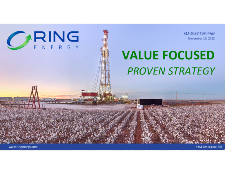 Q3 2022 Earnings Presentation – Ring Energy Inc. – slide 1