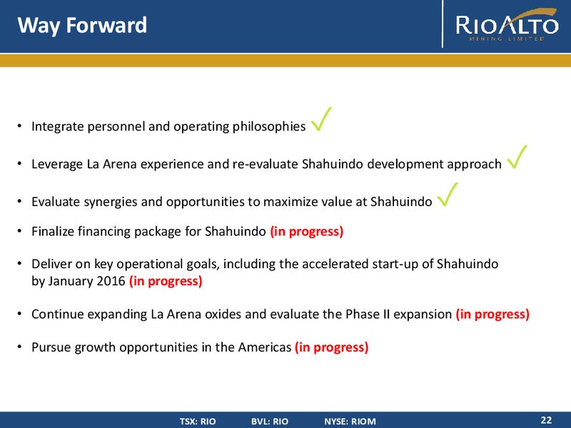 CORPORATE PRESENTATION – Rio Alto Mining – slide 20