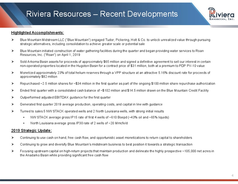 1Q 2019 Earnings Presentation – Riviera Resources – slide 2