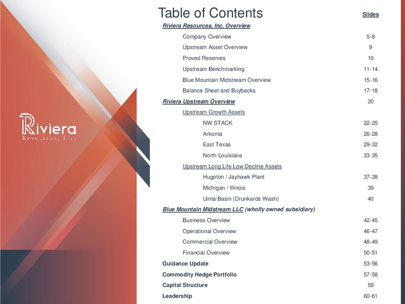 August 2018 Investor Presentation – Riviera Resources – slide 2