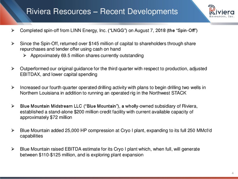December 2018 Investor Presentation – Riviera Resources – slide 2