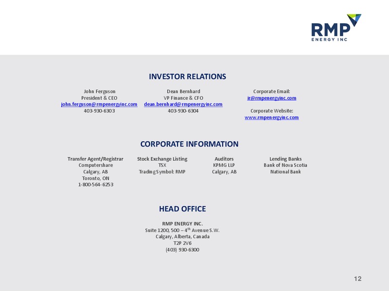 Scotiabank CAPP Conference – Rmp Energy Inc. – slide 9