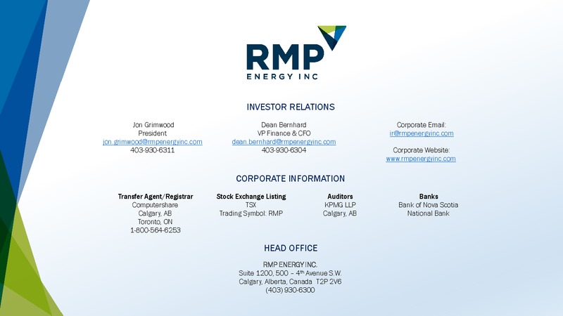 March 2017 Corporate Presentation – Rmp Energy Inc. – slide 16