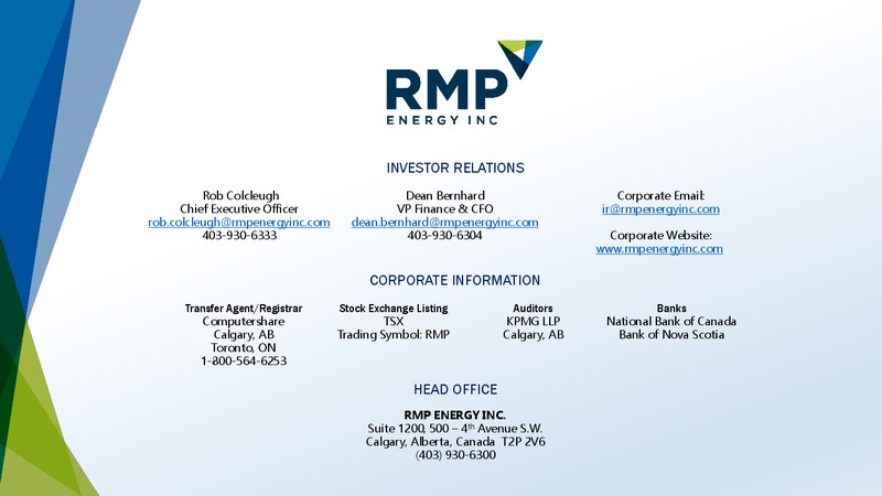 September 2017 Corporate Presentation – Rmp Energy Inc. – slide 12