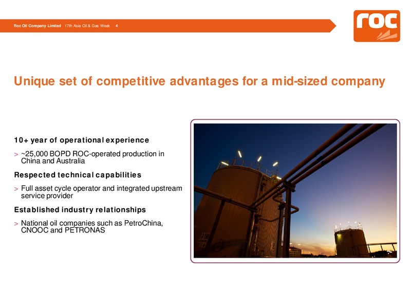 17th Asia Oil Week – Roc Oil – slide 4