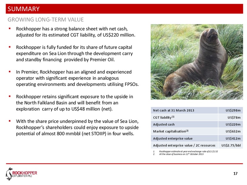 OCTOBER 2013 CORPORATE UPDATE – Rockhopper Exploration – slide 16