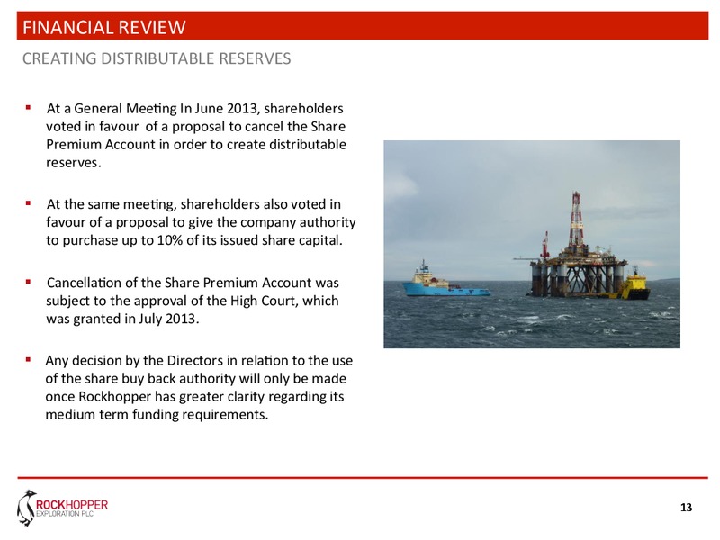 2013 Corporate Falklands Presentation – Rockhopper Exploration – slide 12