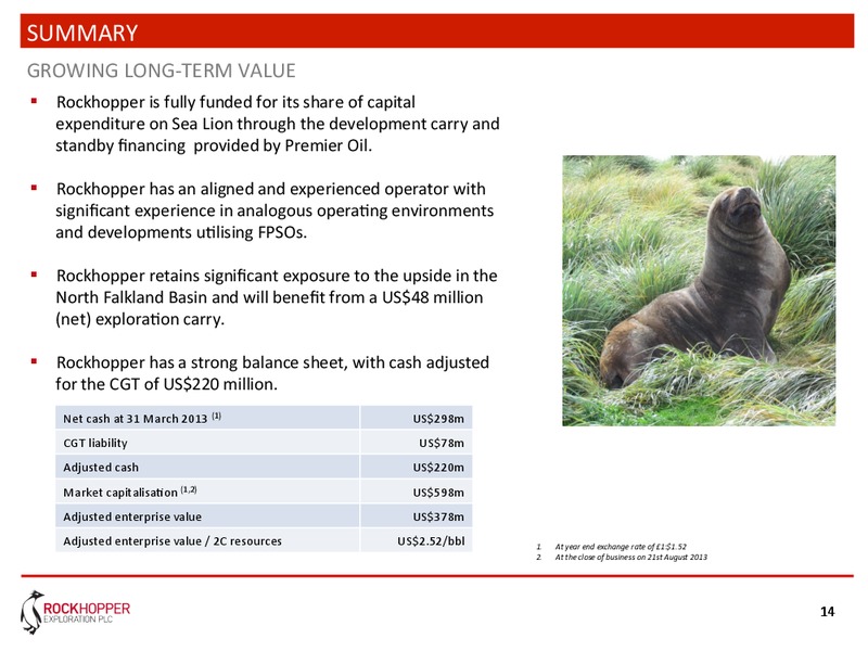 2013 Corporate Falklands Presentation – Rockhopper Exploration – slide 13