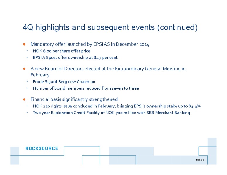Q4 2014 – Rocksource – slide 5