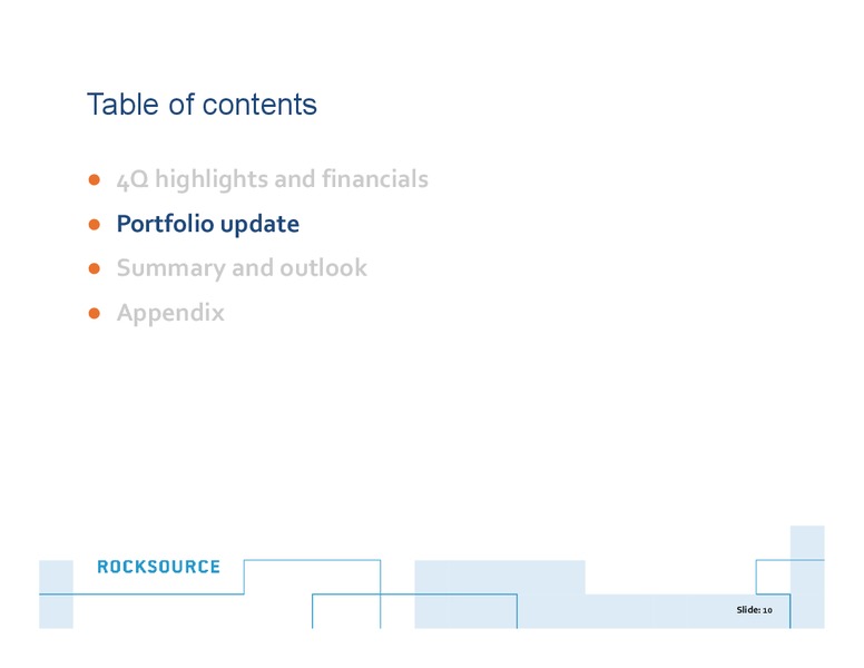 Q4 2014 – Rocksource – slide 9