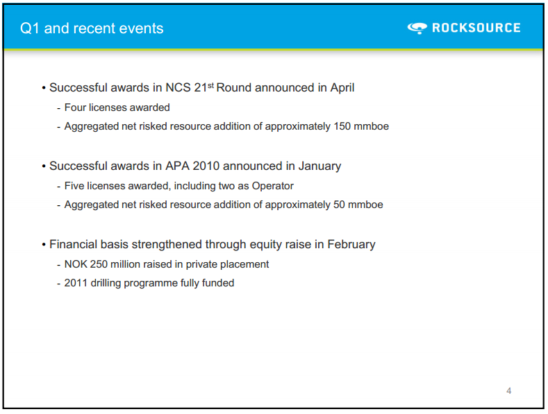 Q1 2011 Results – Rocksource – slide 2