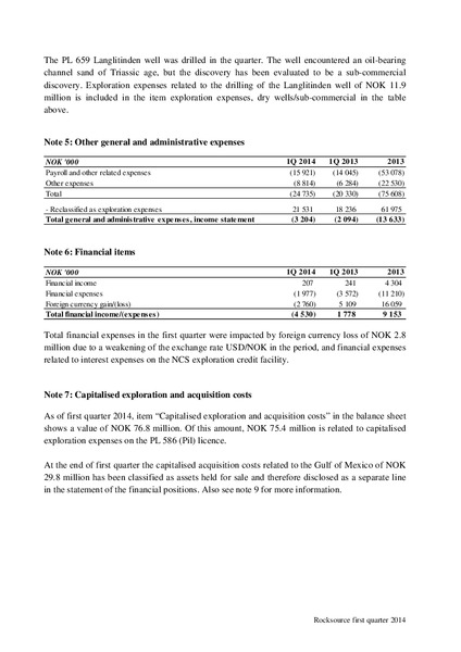 Q1 2014 EARNINGS CALL – Rocksource – slide 30