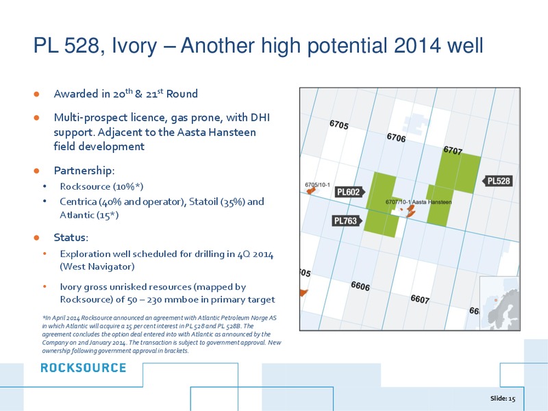 JUNE 2014 INVESTOR PRESENTATION – Rocksource – slide 15