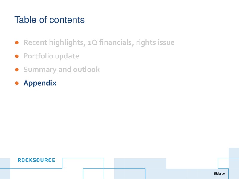 JUNE 2014 INVESTOR PRESENTATION – Rocksource – slide 20