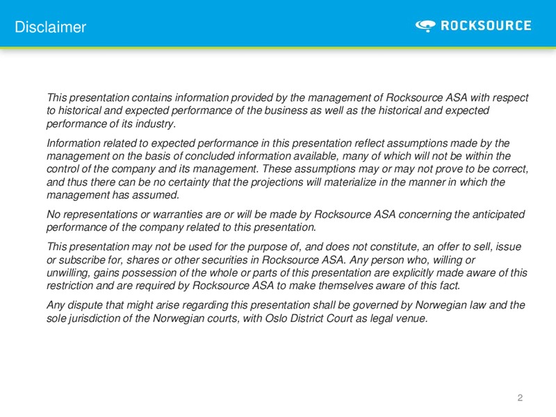 Q3 2010 – Rocksource – slide 2