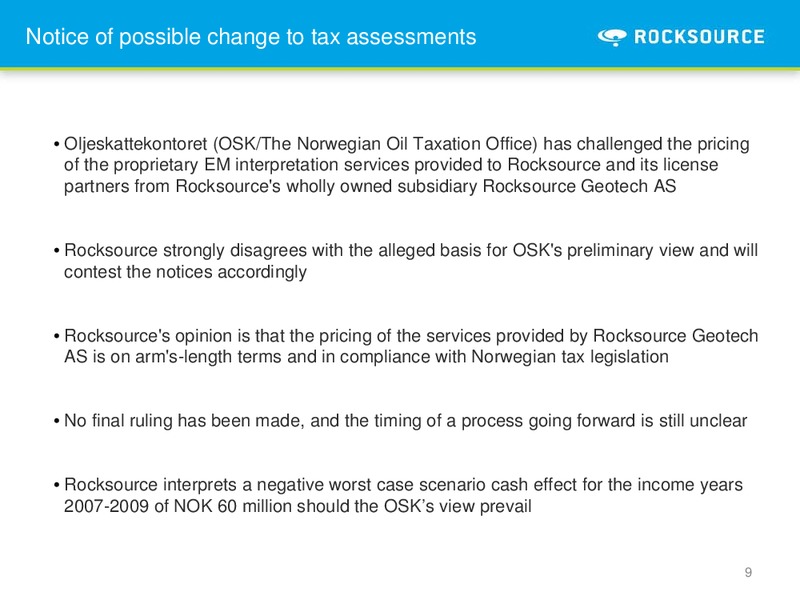 Q3 2010 – Rocksource – slide 9