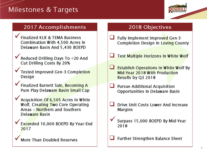 Company Update – Rosehill Resources Inc. – slide 4