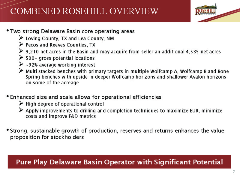 Acquisition Update October 2017 – Rosehill Resources Inc. – slide 6