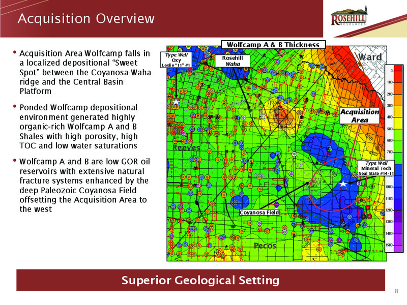 Acquisition and Operational Update – Rosehill Resources Inc. – slide 7