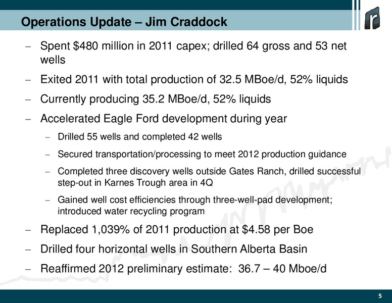 Q4 Earnings Review – Rosetta Resources, Inc. – slide 5