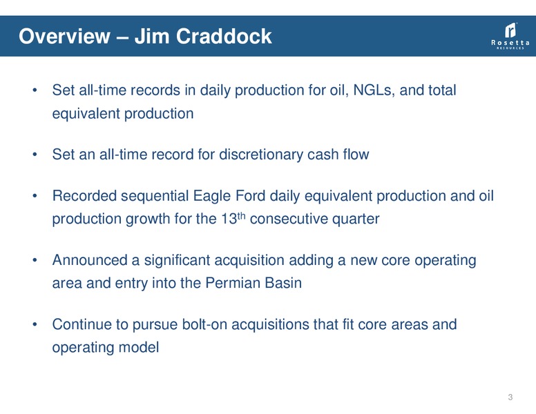 Q1 Earnings Review – Rosetta Resources, Inc. – slide 3