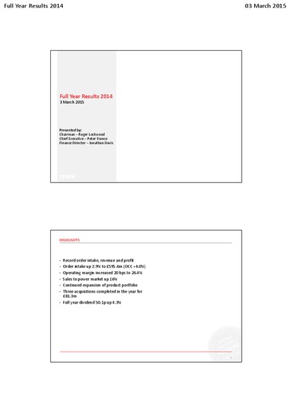 FULL YEAR RESULTS 2014 – Rotork – slide 2